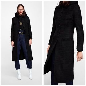 NWT Zara Long Tweed Coat